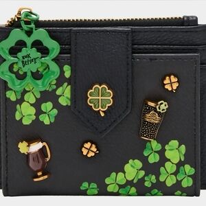 BETSEY JOHNSON Blarney Black and Green Vegan Clover Wallet